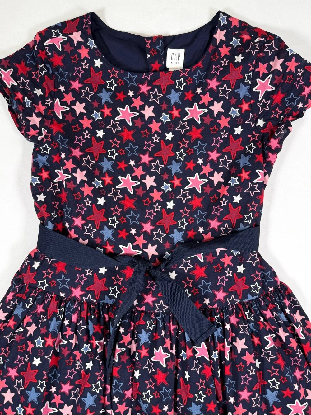 GAP Girls Star Print Fit Flare Dress S 6-7 Tulle Party Patriotic Preppy Cottage